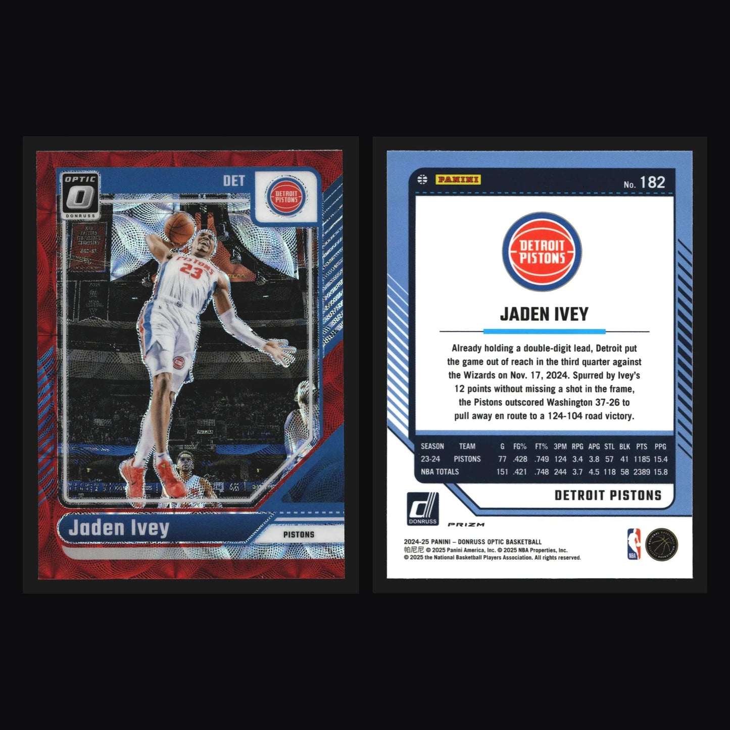 2024-25 Panini Donruss Optic Jaden Ivey #182 Red International Scope