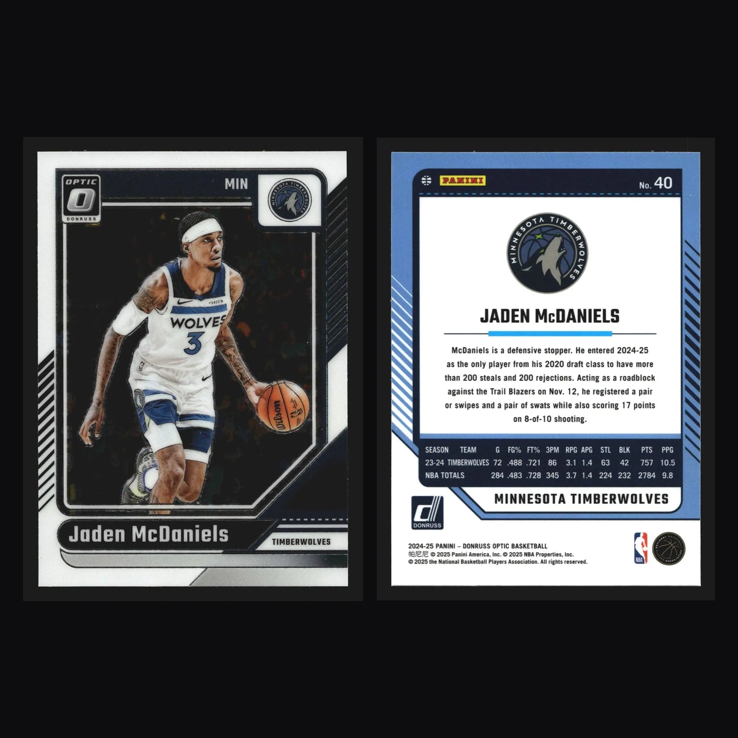 2024-25 Panini Donruss Optic Jaden McDaniels #40 Timberwolves - Basketball Card Single