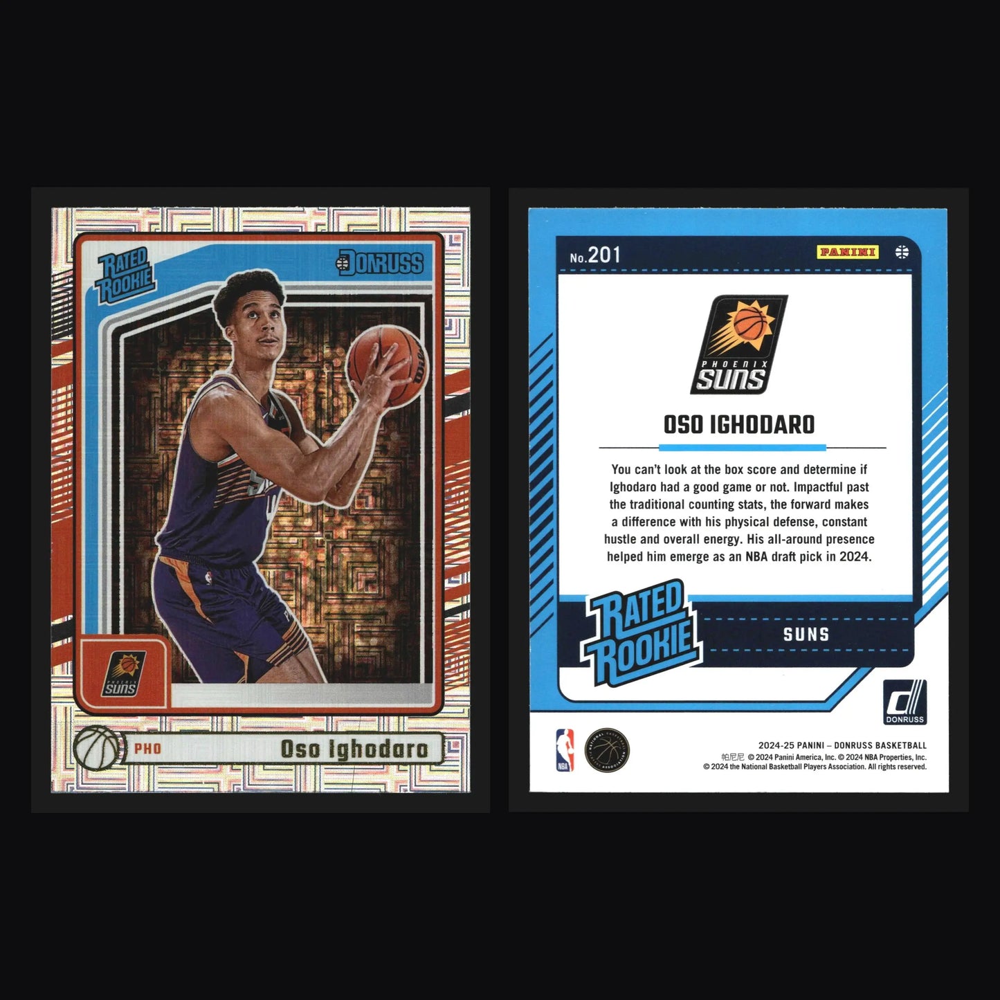 2024-25 Panini Donruss Oso Ighodaro #201 Rated Rookie Choice RC Suns - Basketball Card Single