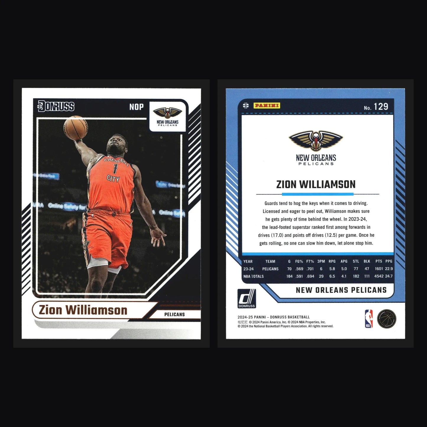 2024-25 Panini Donruss Zion Williamson #129 New Orleans Pelicans