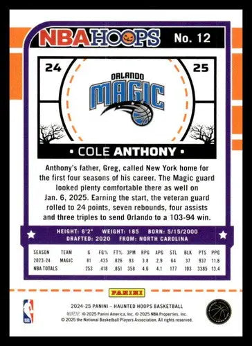 2024-25 Panini Haunted Hoops #12 Cole Anthony NM-MT Magic ID:79275 - Basketball Card Single