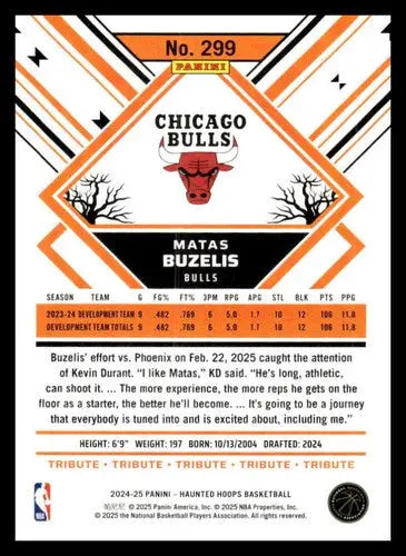 2024-25 Panini Haunted Hoops #299 Matas Buzelis NM-MT Bulls Tribute ID:79345 - Basketball Card Single
