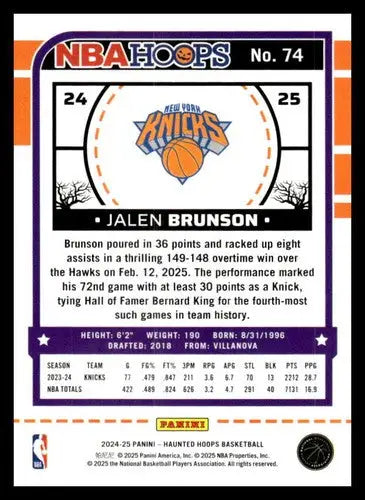 2024-25 Panini Haunted Hoops #74 Jalen Brunson NM-MT Knicks ID:79290 ID:79290 - Basketball Card Single