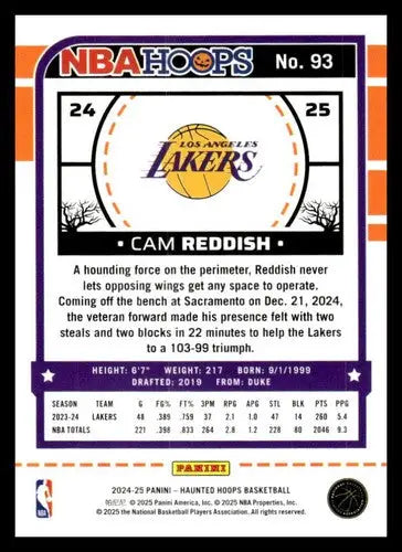 2024-25 Panini Haunted Hoops #93 Cam Reddish NM-MT Lakers ID:79303 - Basketball Card Single
