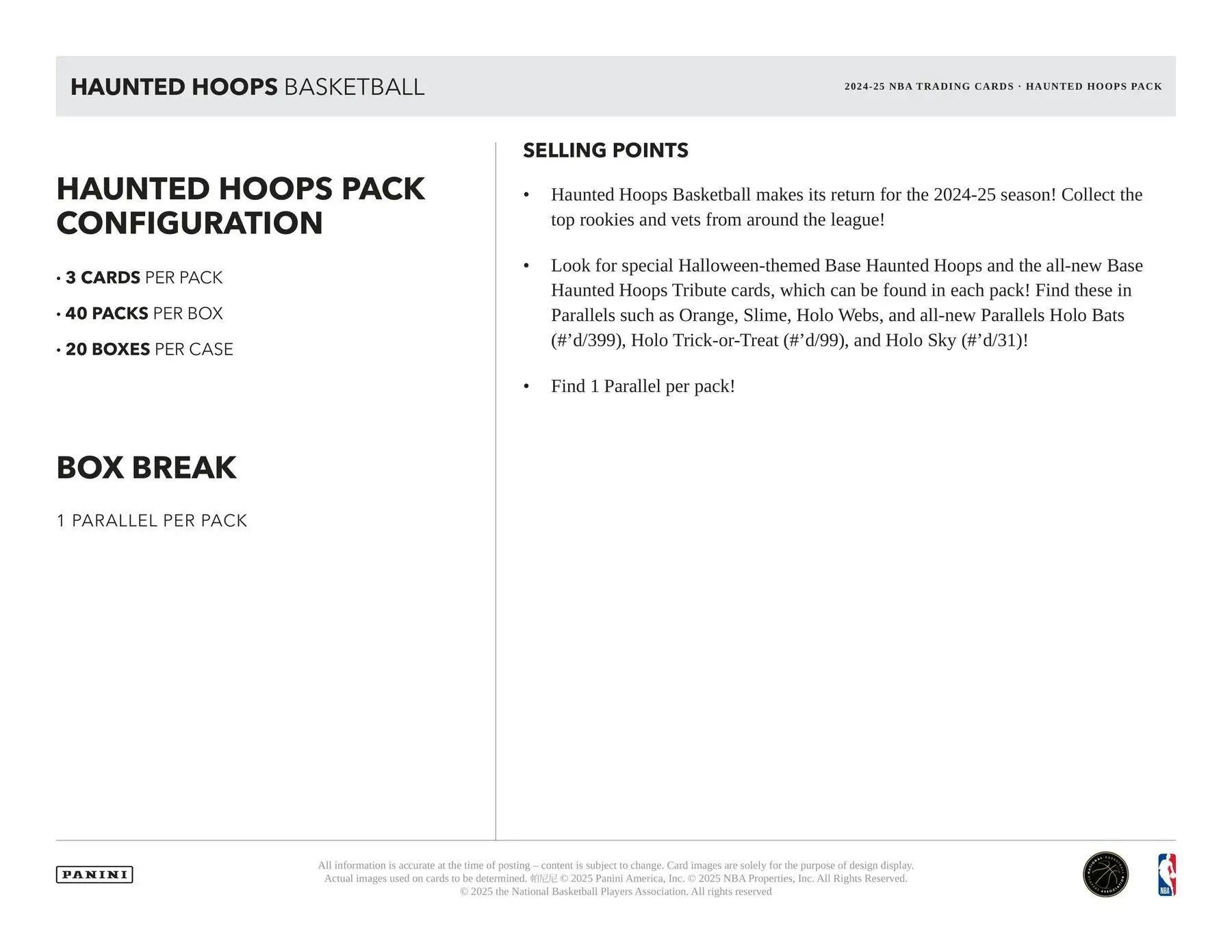 2024/25 Panini Haunted Hoops Halloween Basketball | Columbia Sports Cards - Sports Card Hobby Boxes