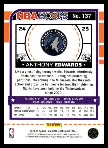 2024-25 Panini Haunted Hoops Orange Pumpkins #137 Anthony Edwards NM-MT ID:79259 - Basketball Card Single