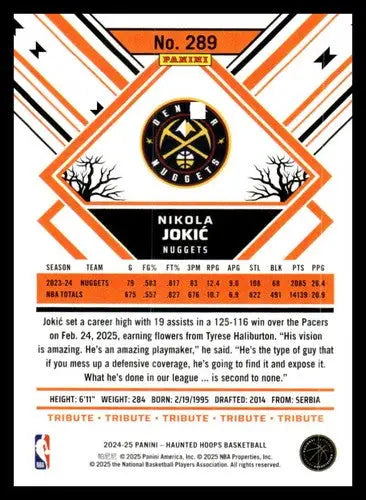2024-25 Panini Haunted Hoops Orange Pumpkins #289 Nikola Jokic NM-MT Nu ID:79269 - Basketball Card Single