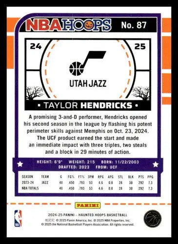 2024-25 Panini Haunted Hoops Orange Pumpkins #87 Taylor Hendricks NM-MT ID:79255 - Basketball Card Single