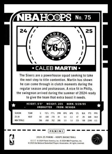 2024-25 Panini Hoops #75 Caleb Martin NM-MT 76ers ID:79160 - Basketball Card Single