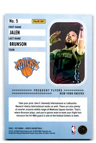2024-25 Panini Hoops Frequent Flyers Winter #5 Jalen Brunson NM-MT Knic ID:78054 - Basketball Card Single