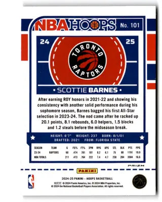 2024-25 Panini Hoops Premium Prizms Winter #101 Scottie Barnes NM-MT Ra ID:78069 - Basketball Card Single
