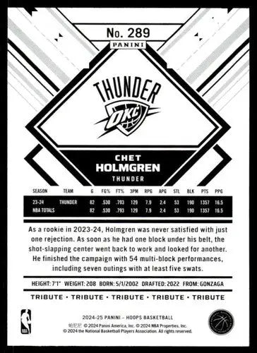 Original gloss Panini Hoops Winter Chet Holmgren basketball card from 2024-25 Panini Hoops
