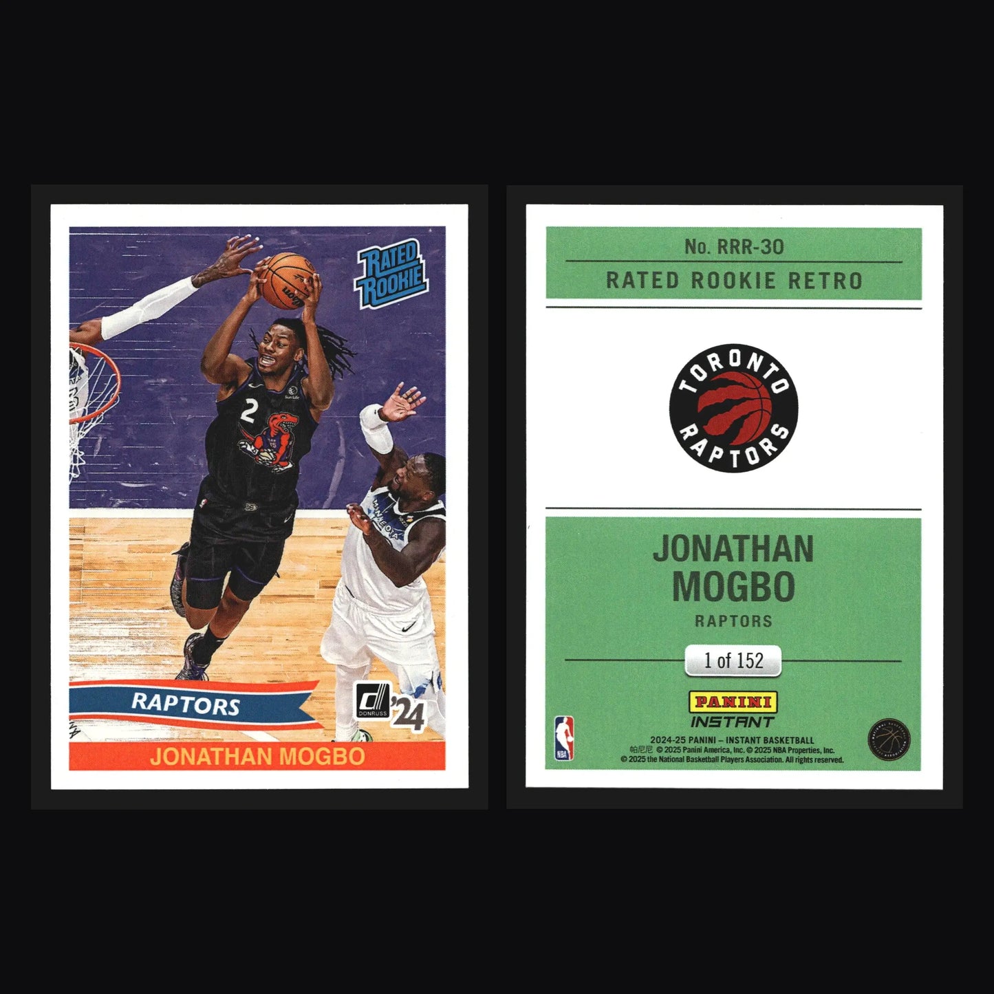 2024-25 Panini Instant Jonathan Mogbo #RRR-30 Rated Rookie Retro RC Raptors - Basketball Card Single