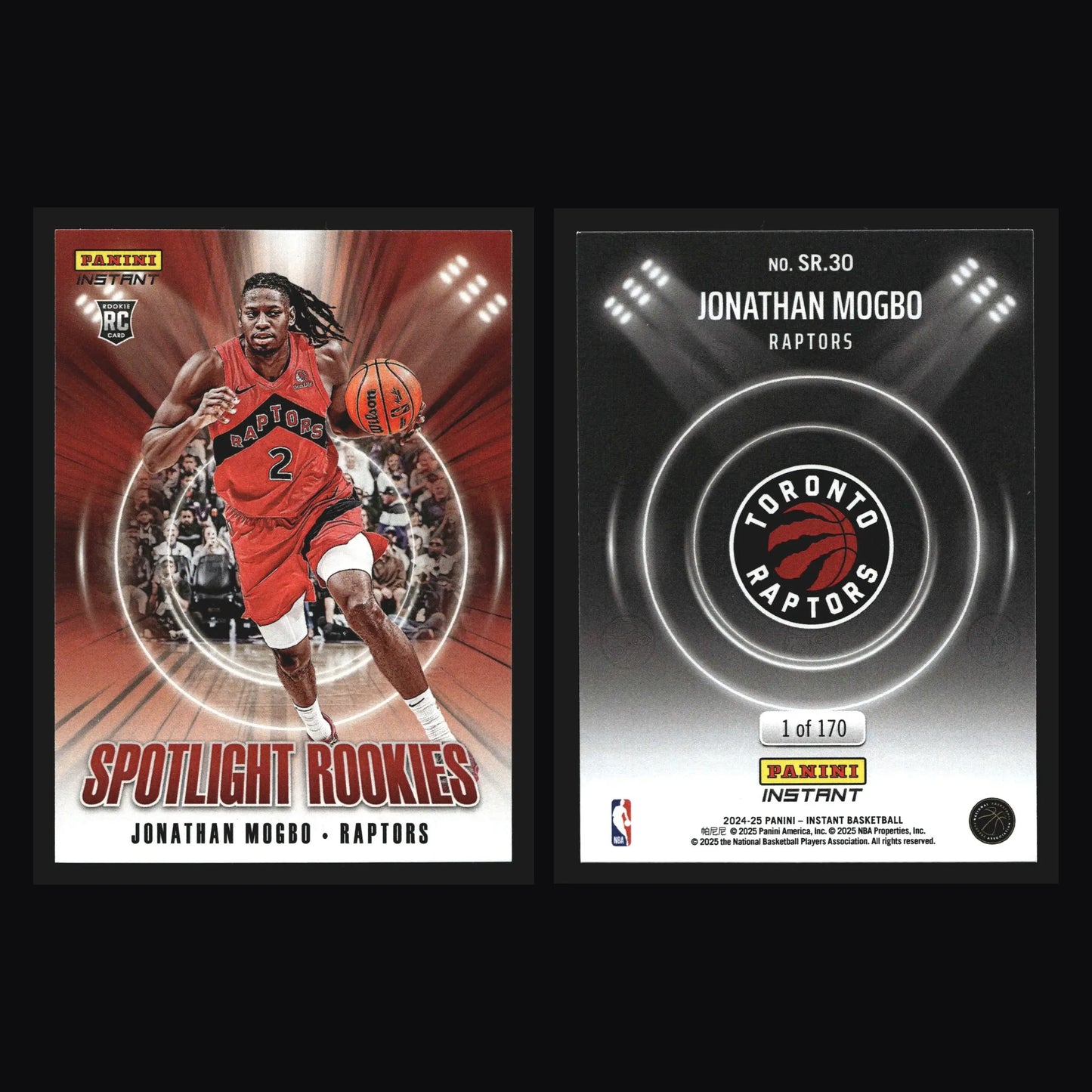 2024-25 Panini Instant Jonathan Mogbo #SR.30 Spotlight Rookies RC Raptors - Basketball Card Single