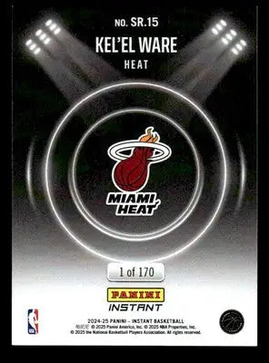 2024-25 Panini Instant NBA Spotlight Rookies #SR.15 Kel’el Ware Miami Heat