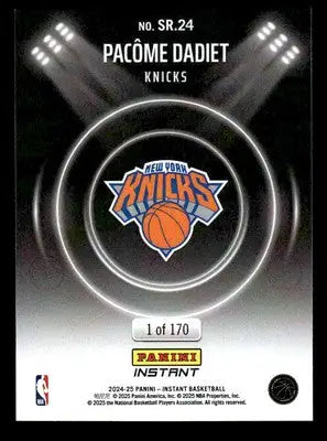 2024-25 Panini Instant NBA Spotlight Rookies #SR.24 Pacome Dadiet - Basketball Card Single