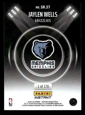 2024-25 Panini Instant NBA Spotlight Rookies SR.37 Jaylen Wells PR 170 Grizzlies