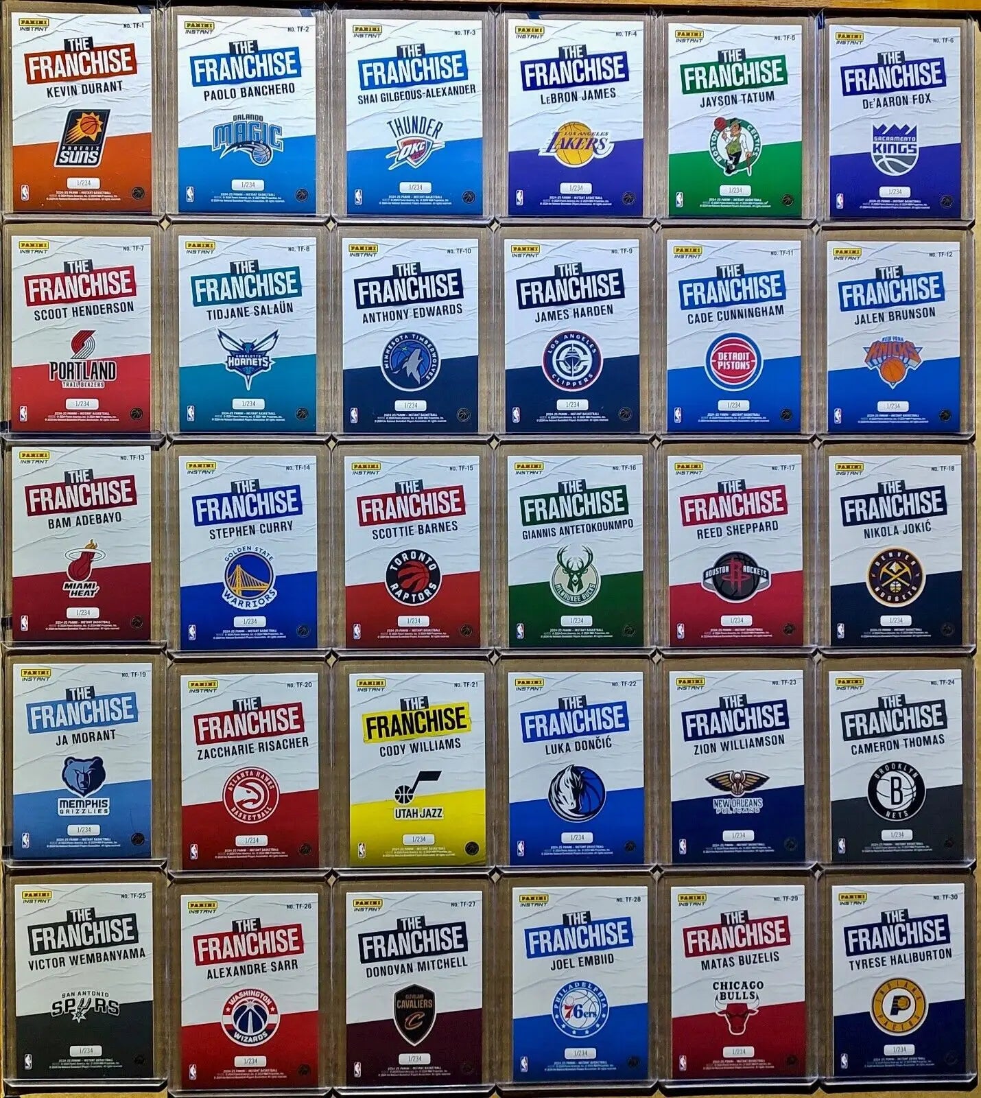 2024-25 Panini Instant NBA The Franchise Complete 30 Card Basketball Set 1/234 - Basketball Card Single