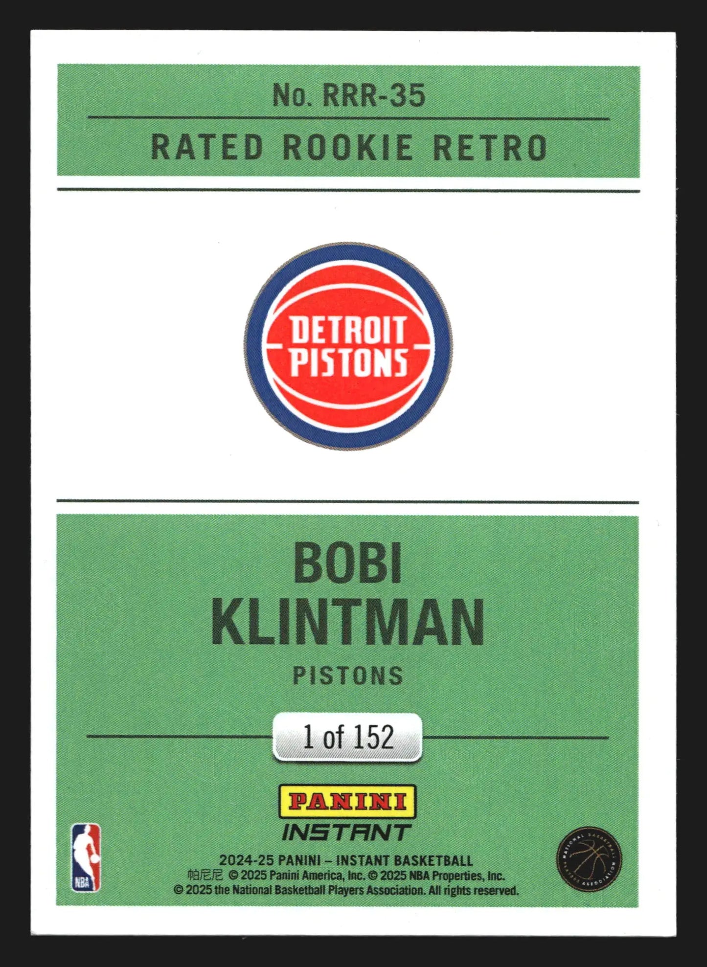 2024-25 Panini Instant Rated Rookie Retro Bobi Klintman #RRR-35 RC /152