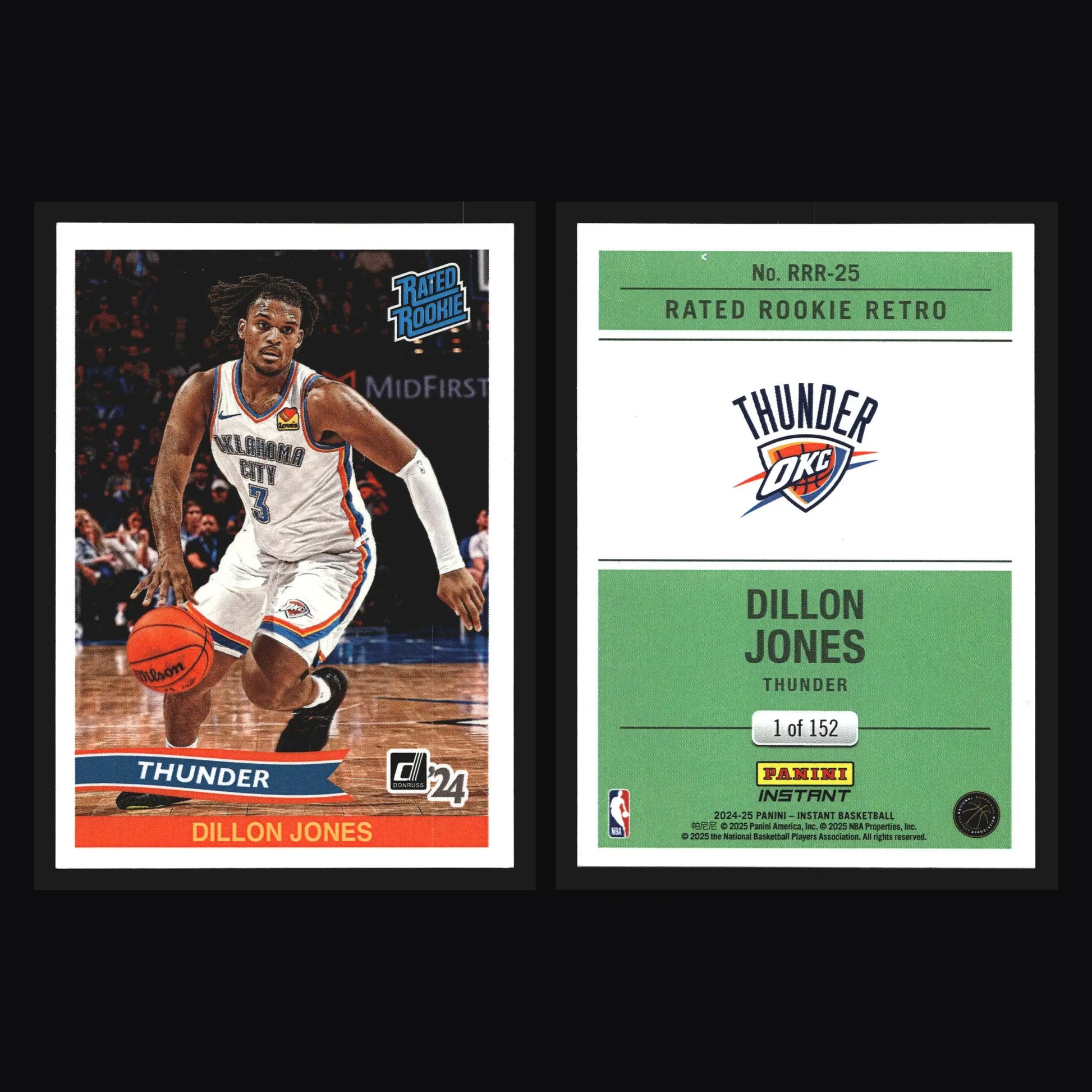2024-25 Panini Instant Rated Rookie Retro Dillon Jones #RRR-25 /152 RC - Basketball Card Single