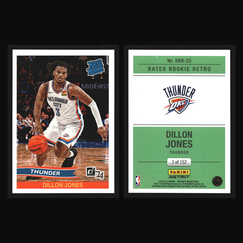2024-25 Panini Instant Rated Rookie Retro Dillon Jones #RRR-25 /152 RC - Basketball Card Single