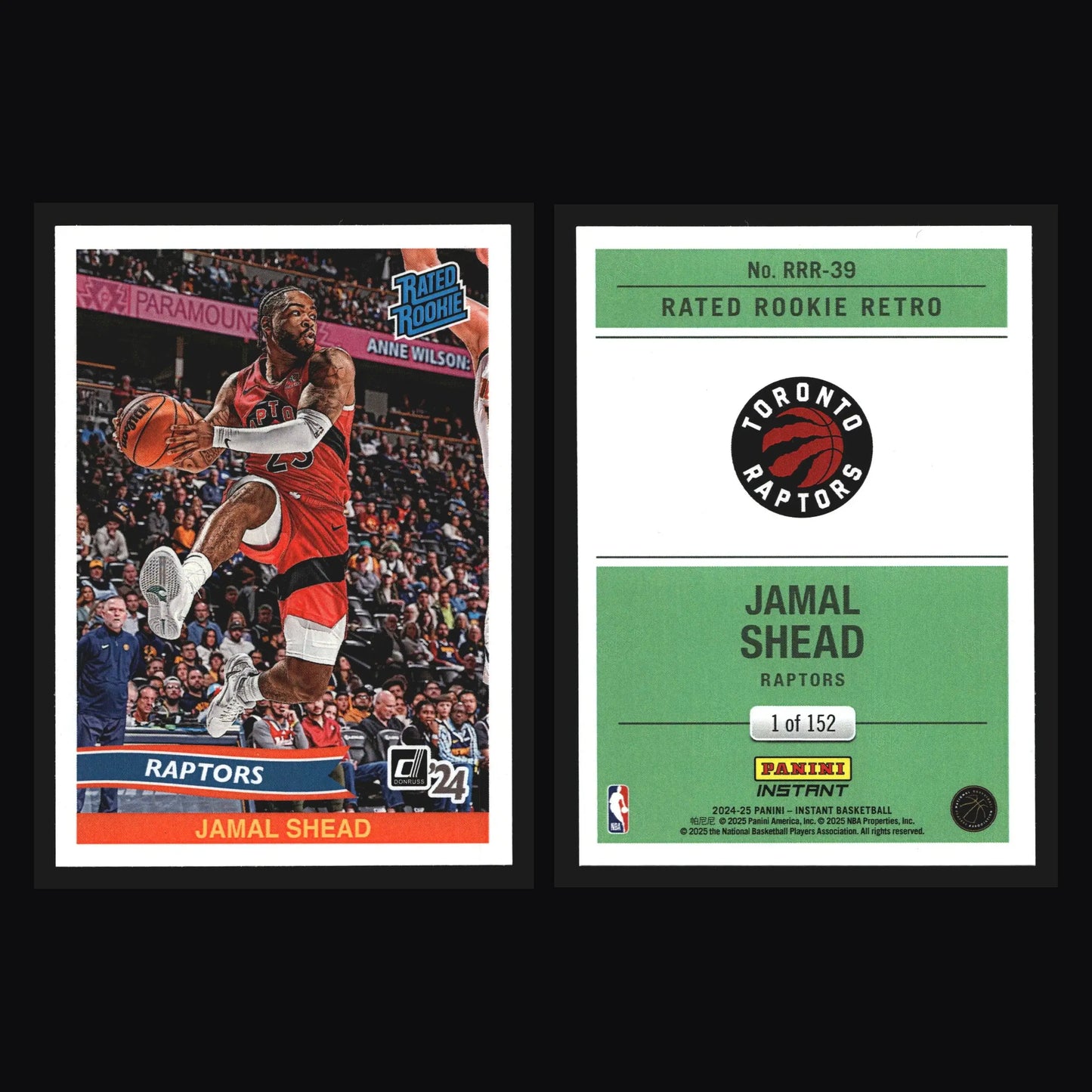 2024-25 Panini Instant Rated Rookie Retro Jamal Shead #RRR-39 RC 1 of 152 - Basketball Card Single