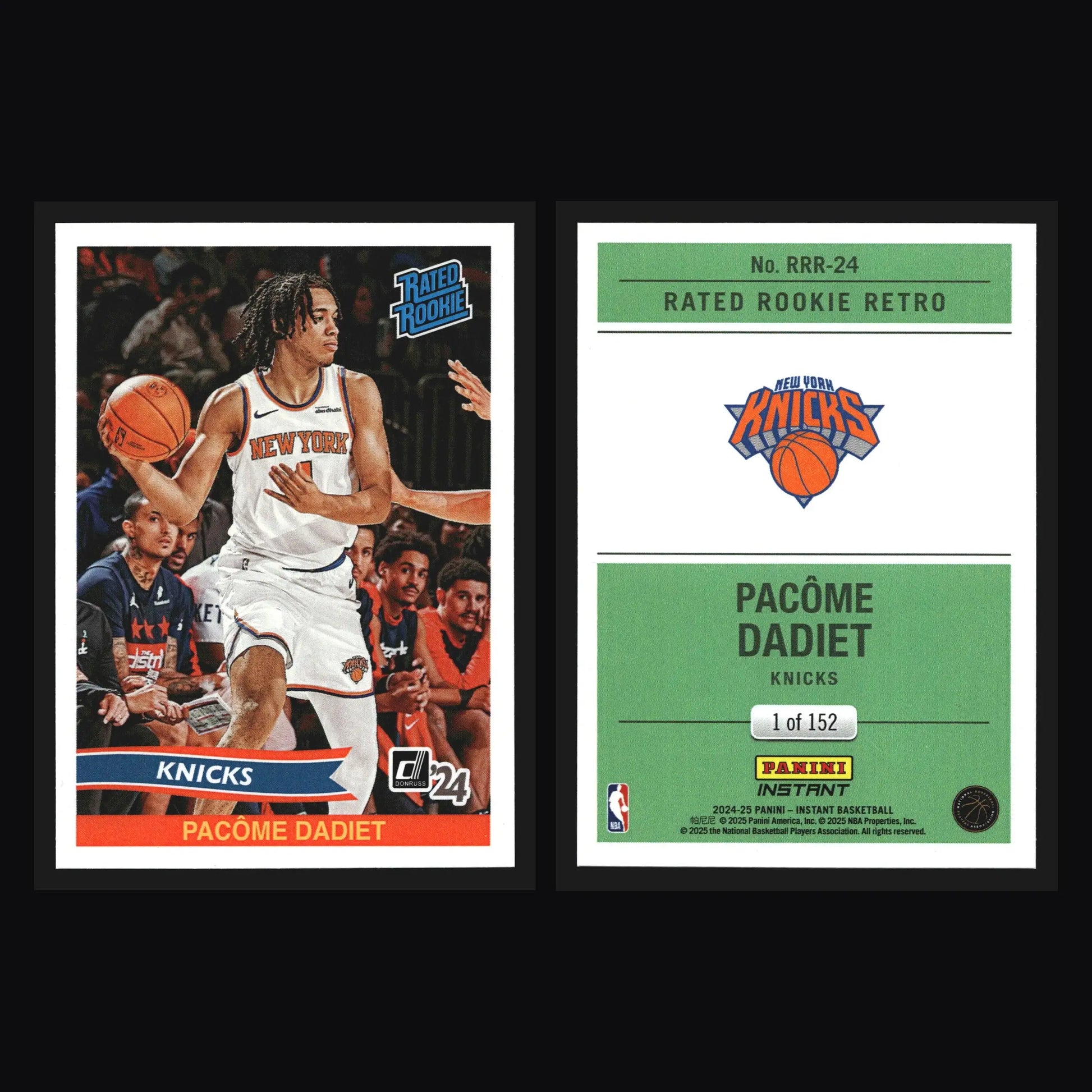 2024-25 Panini Instant Rated Rookie Retro #RRR-24 Pacome Dadiet Knicks RC