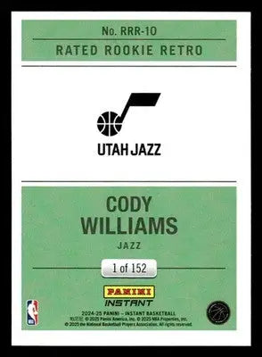 2024-25 Panini Instant #RRR-10 Cody Williams Rated Rookie Retro #/152 - Basketball Card Single