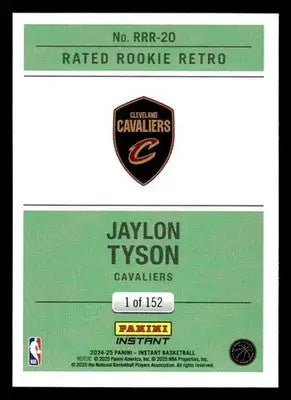 2024-25 Panini Instant #RRR-20 Jaylon Tyson Rated Rookie Retro #/152 Cavaliers - Basketball Card Single
