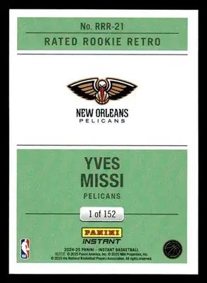 2024-25 Panini Instant #RRR-21 Yves Missi Rated Rookie Retro #/152 - Basketball Card Single