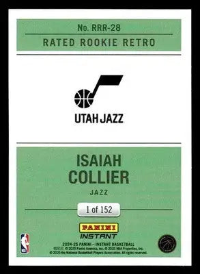 2024-25 Panini Instant #RRR-28 Isaiah Collier Rated Rookie Retro #/152 Utah Jazz - Basketball Card Single