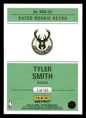2024-25 Panini Instant #RRR-32 Tyler Smith Rated Rookie Retro #/152 Bucks - Basketball Card Single