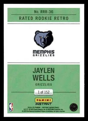 2024-25 Panini Instant #RRR-36 Jaylen Wells Rated Rookie Retro PR 152 Grizzlies - Basketball Card Single
