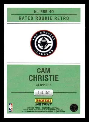 2024-25 Panini Instant #RRR-40 Cam Christie Rated Rookie Retro #/152 Clippers - Basketball Card Single