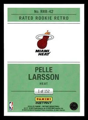 2024-25 Panini Instant #RRR-42 Pelle Larsson Rated Rookie Retro #/152 Miami Heat - Basketball Card Single