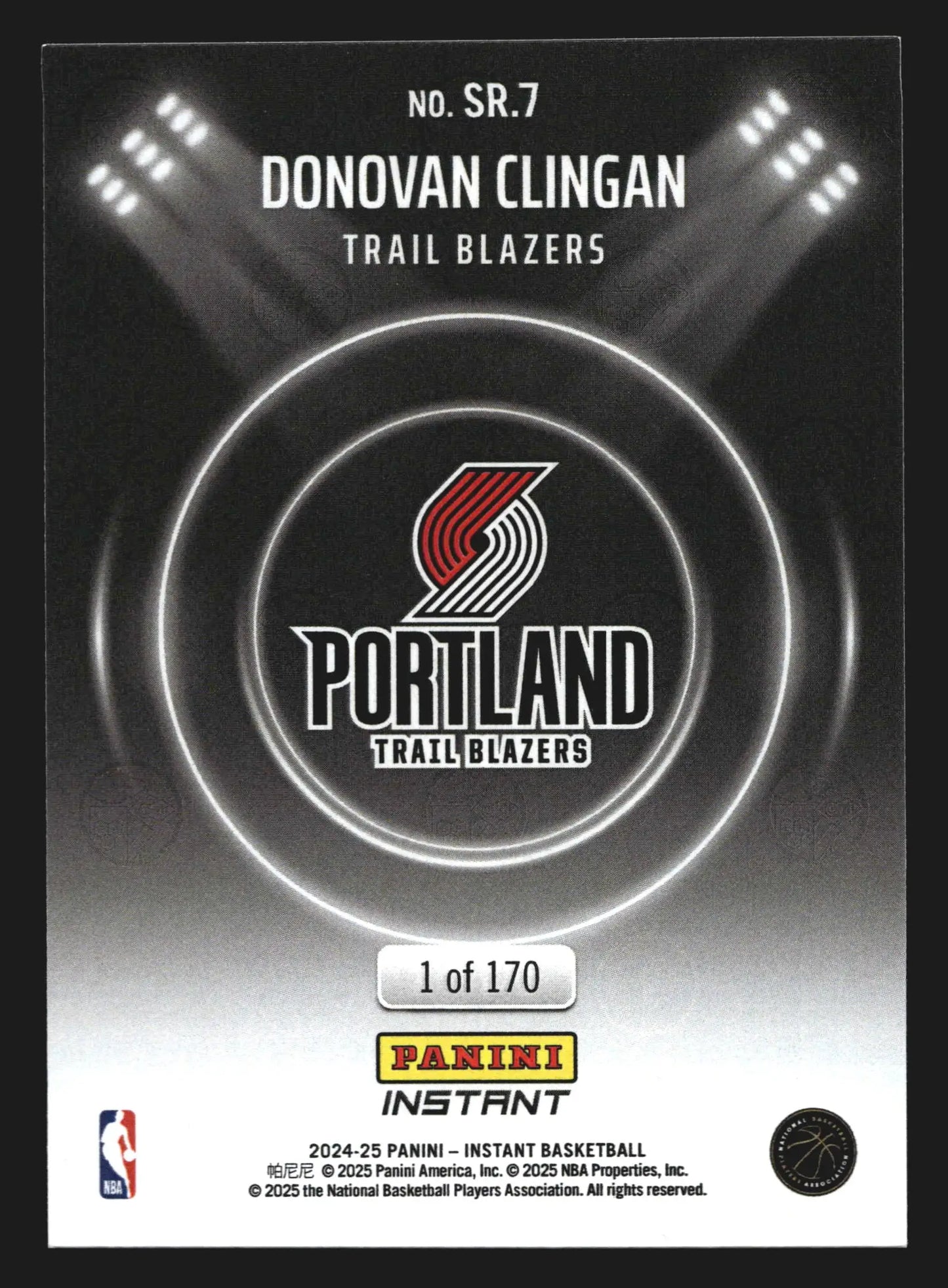 2024-25 Panini Instant Spotlight Rookies Donovan Clingan #SR.7 RC /170 - Basketball Card Single