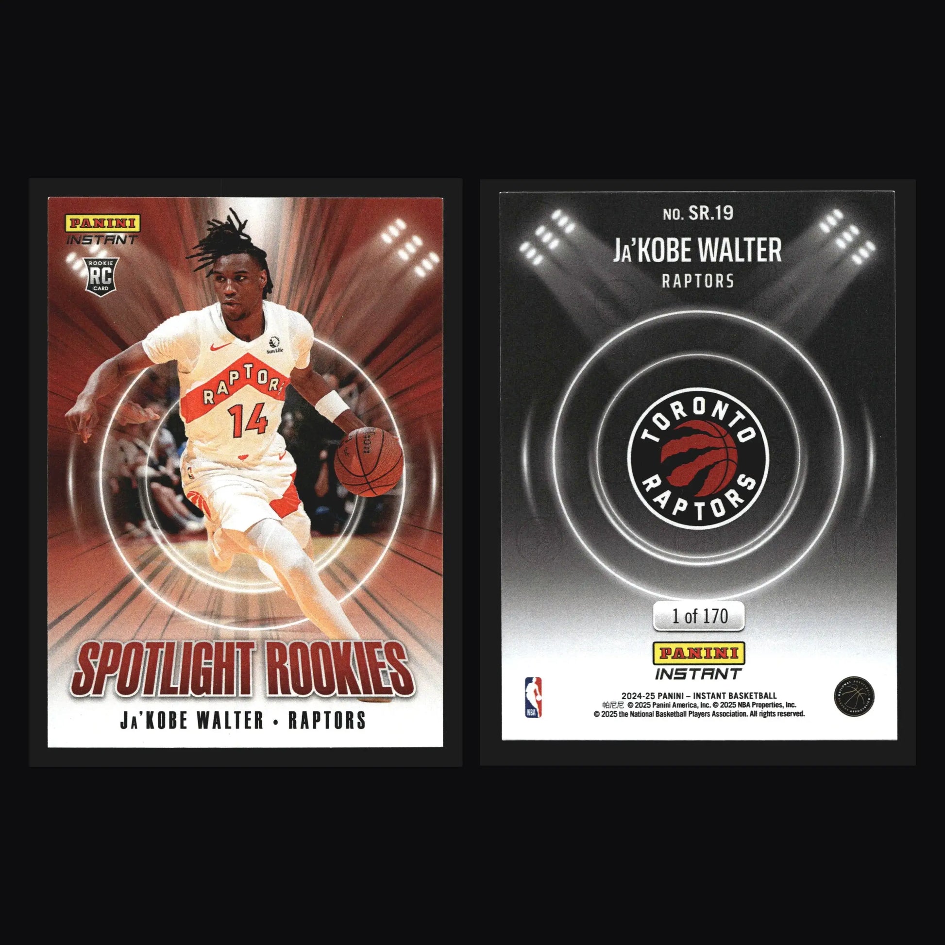 2024-25 Panini Instant Spotlight Rookies Ja’Kobe Walter #SR.19 RC 1 of 170 - Basketball Card Single