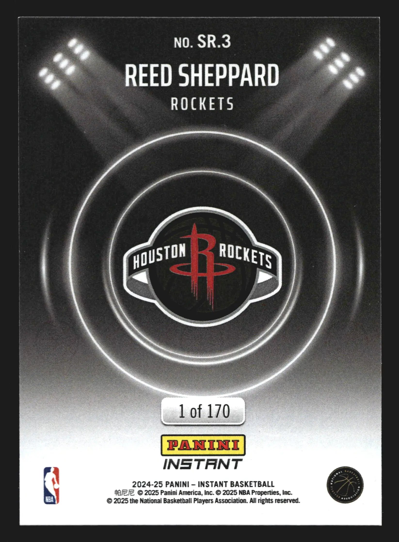 2024-25 Panini Instant Spotlight Rookies Reed Sheppard SR.3 RC 1 of 170 - Basketball Card Single