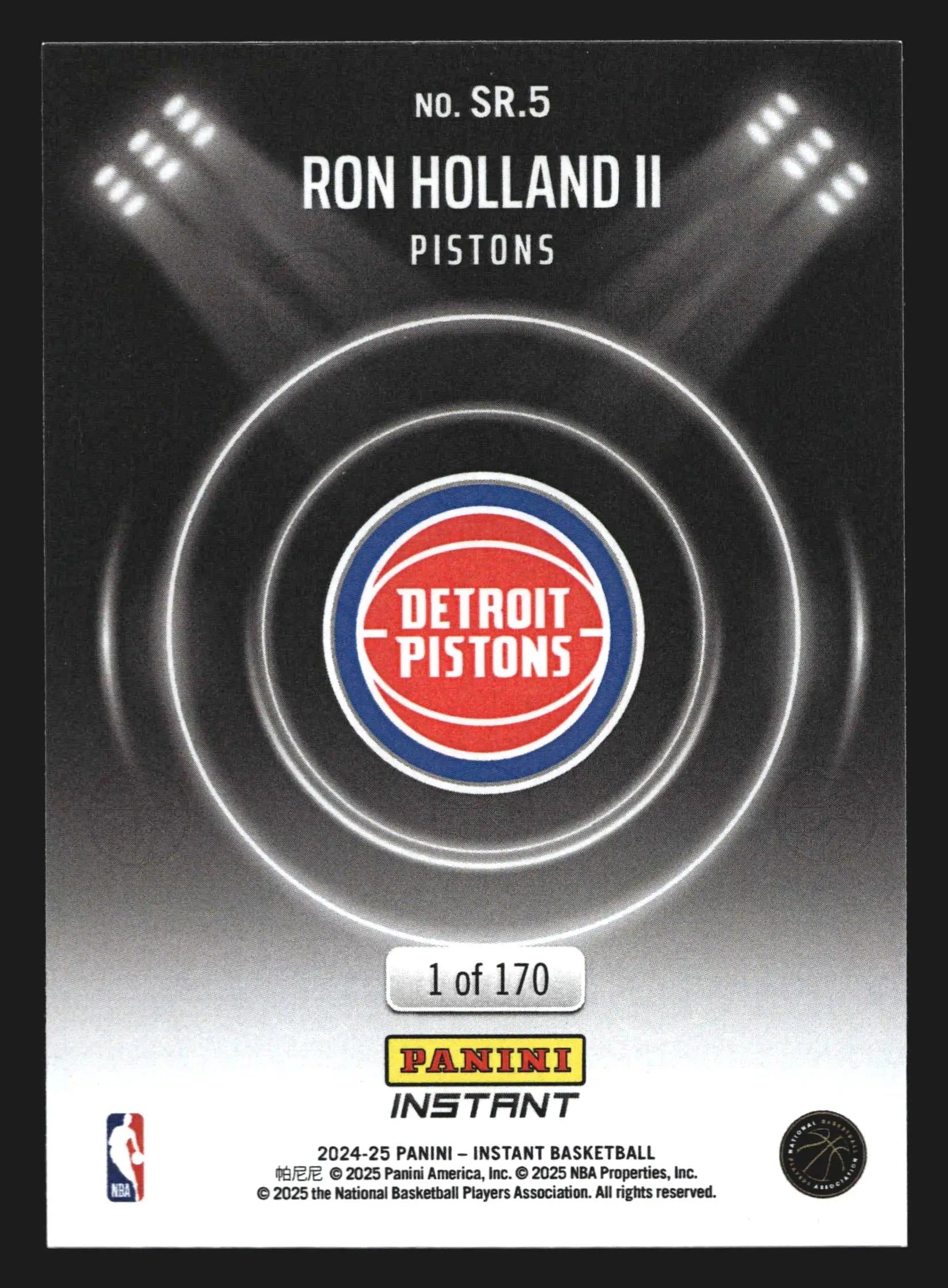 2024-25 Panini Instant Spotlight Rookies Ron Holland II #SR.5 RC Pistons - Basketball Card Single