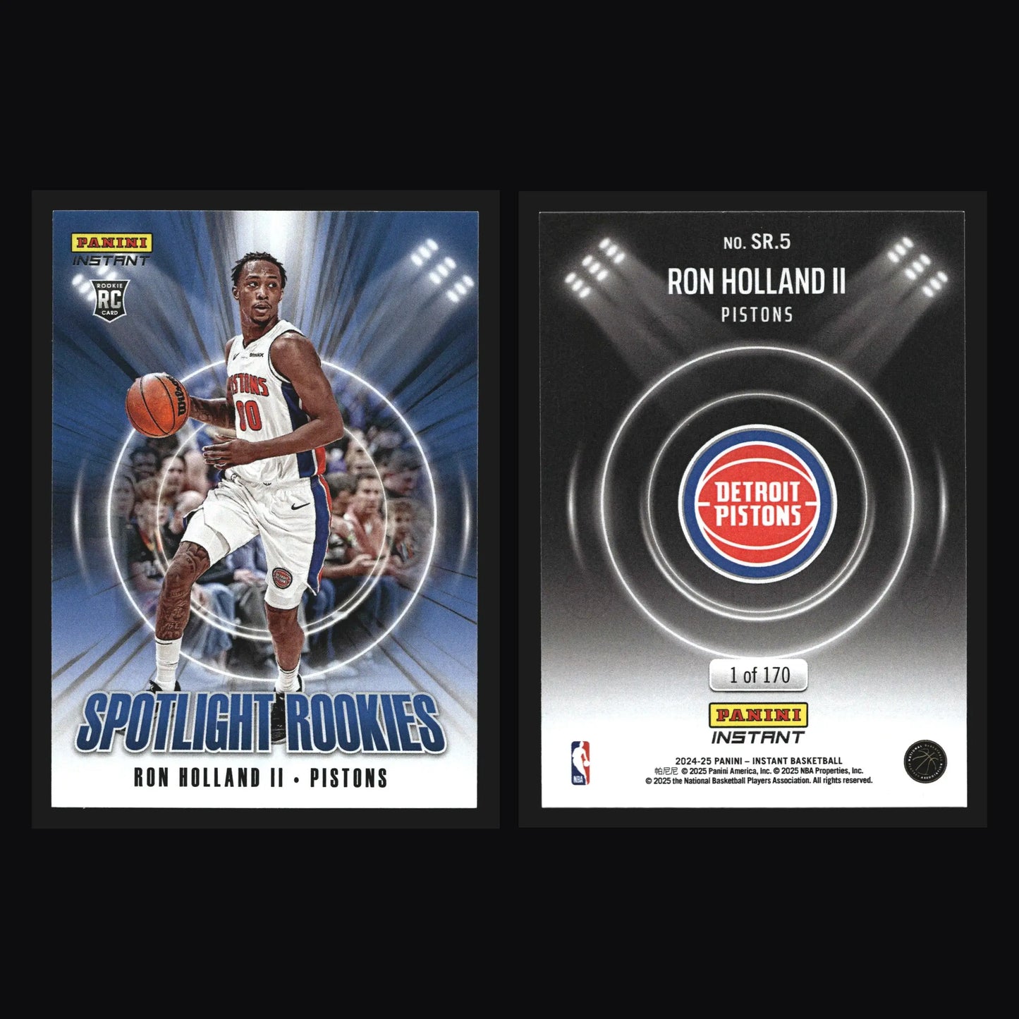 2024-25 Panini Instant Spotlight Rookies Ron Holland II #SR.5 RC Pistons - Basketball Card Single