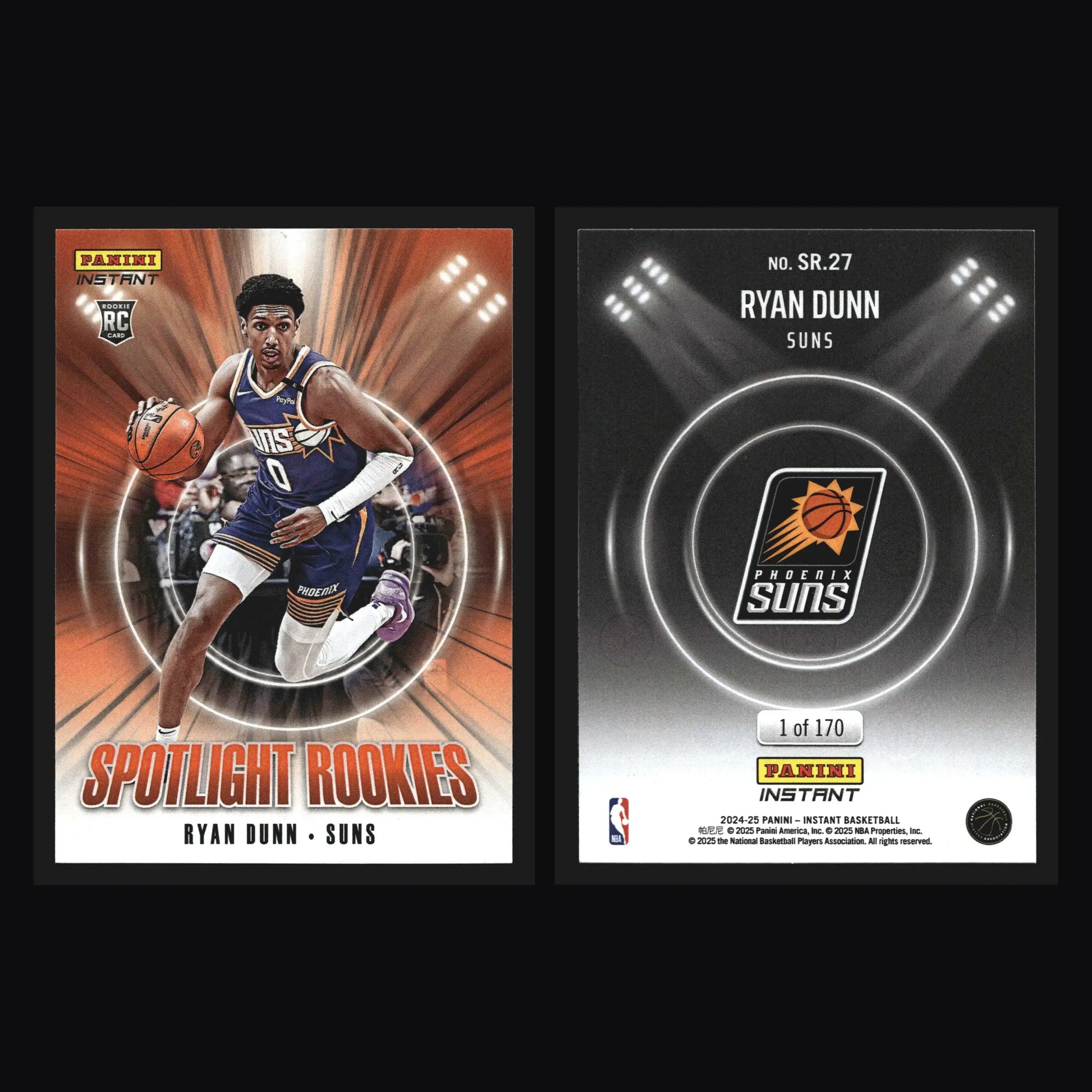2024-25 Panini Instant Spotlight Rookies Ryan Dunn #SR.27 RC /170 Suns - Basketball Card Single
