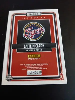 2024-25 Panini Instant WNBA - Draft Night Caitlin Clark #DN-1 /45316 (RC). NRMT+ - Basketball Card Single
