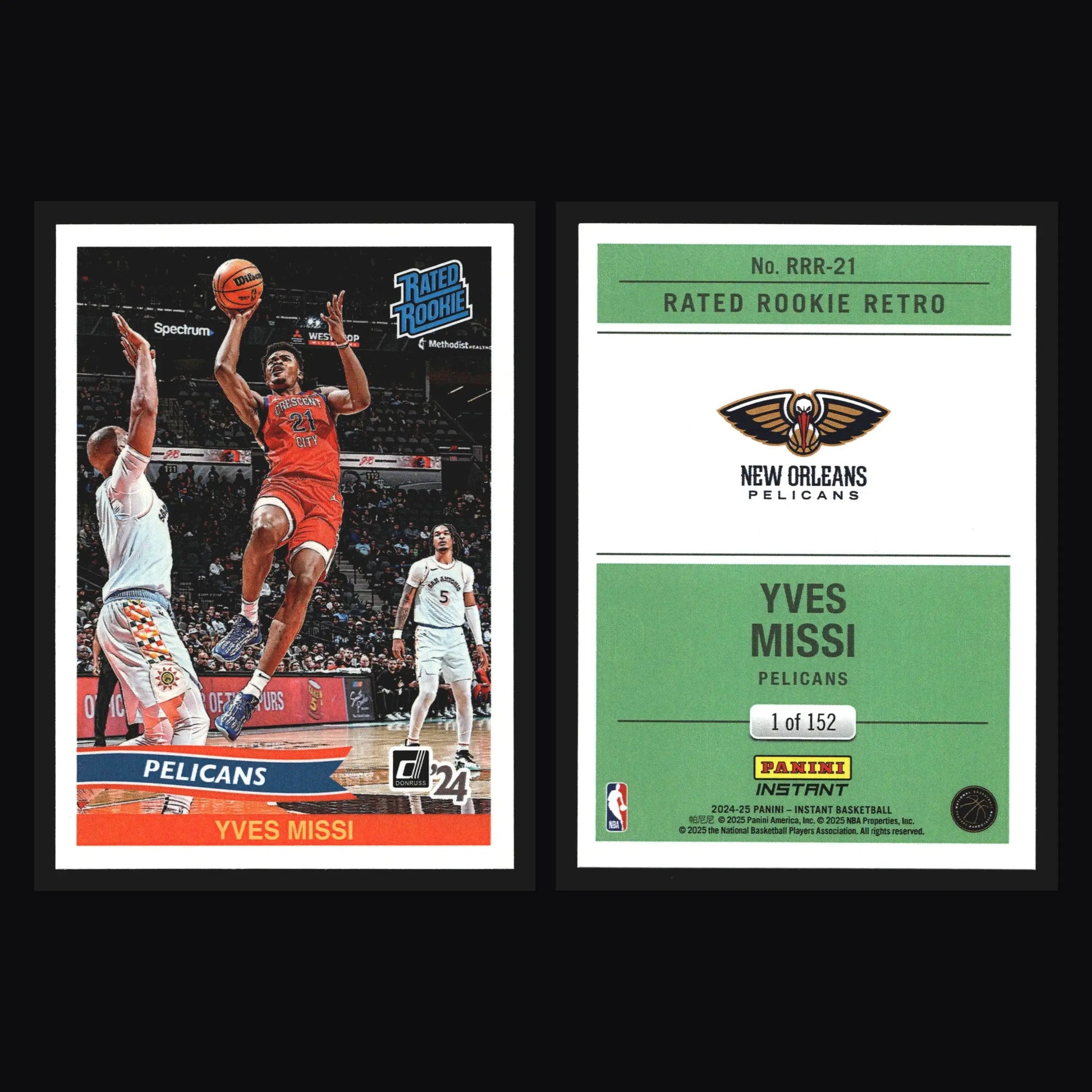 2024-25 Panini Instant Yves Missi #RRR-21 Rated Rookie Retro RC Pelicans