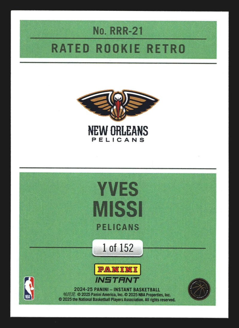 2024-25 Panini Instant Yves Missi #RRR-21 Rated Rookie Retro RC Pelicans