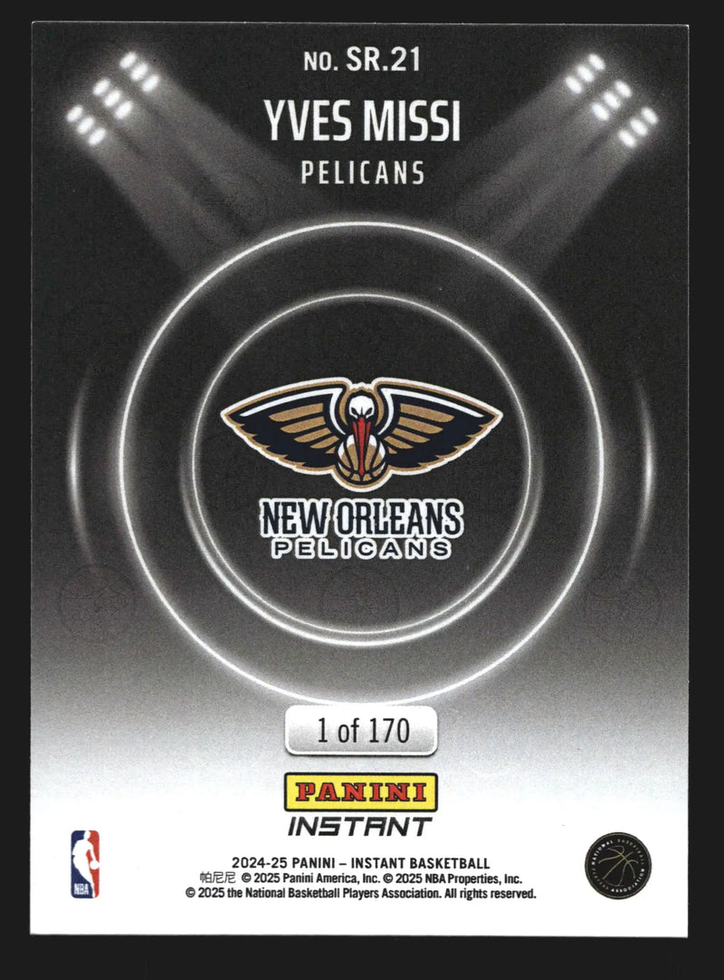 2024-25 Panini Instant Yves Missi #SR-21 Spotlight Rookies RC Pelicans
