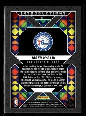 2024-25 Panini Mosaic #1 Jared McCain Introuctions - Basketball Card Single