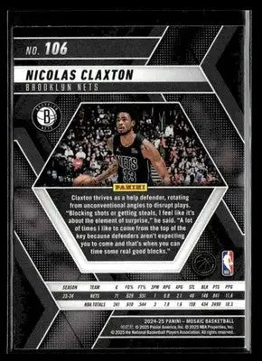 2024-25 Panini Mosaic #106 Nicolas Claxton - Basketball Card Single