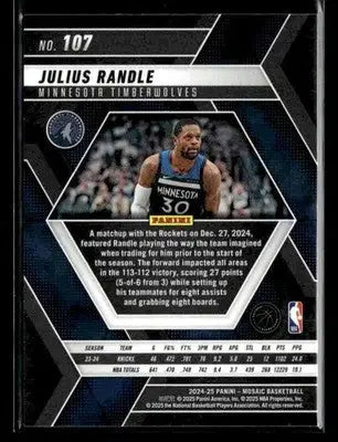 2024-25 Panini Mosaic #107 Julius Randle - Basketball Card Single
