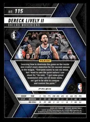 2024-25 Panini Mosaic #115 Dereck Lively II Silver - Basketball Card Single