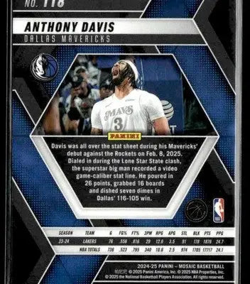 2024-25 Panini Mosaic #118 Anthony Davis Base Dallas Mavericks